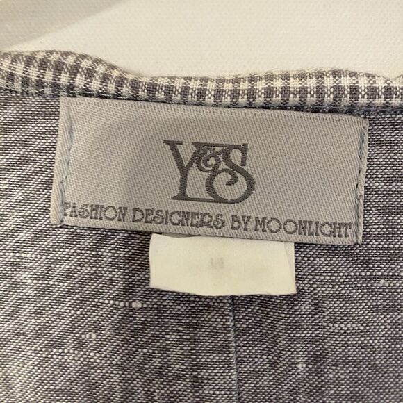 Moonlight Y&S Fashion Linen Tunic M Gray Plaid Oversized Boho Lagenlook Artsy - Picture 6 of 11